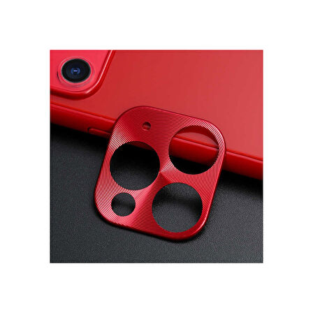 iPhone 12 Pro Uyumlu Metalik Seri Kamera Lens Koruyucu (Kırmızı)