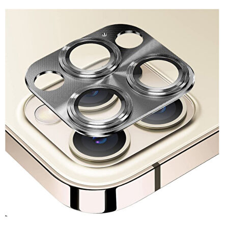 iPhone 13 Pro / 13 Pro Max Uyumlu Metalik Seri Kamera Lens Koruyucu (Gri)