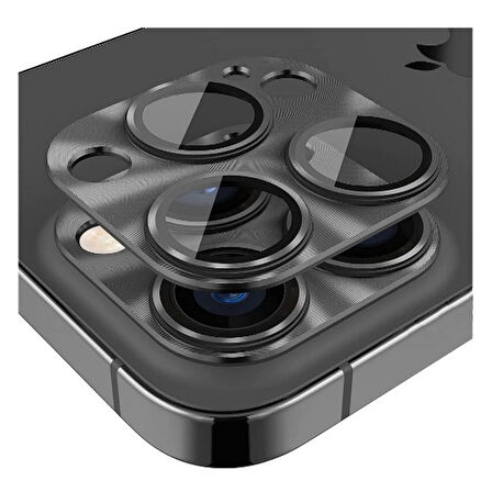 iPhone 13 Pro / 13 Pro Max Uyumlu Metalik Seri Kamera Lens Koruyucu (Siyah)