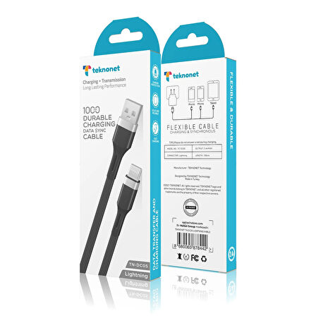 Teknonet TN-DC05 Plastik 100 Cm Lightning Şarj ve Data Kablosu NT-92571