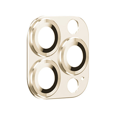 iPhone 13 Pro / 13 Pro Max Uyumlu Metalik Seri Kamera Lens Koruyucu (Gold)
