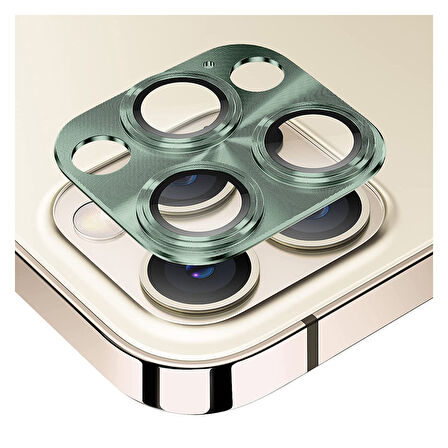 iPhone 12 Pro Max Uyumlu Metalik Seri Kamera Lens Koruyucu (Yeşil)