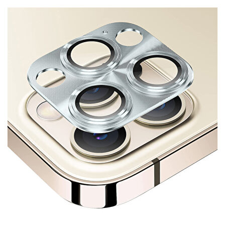 iPhone 12 Pro Max Uyumlu Metalik Seri Kamera Lens Koruyucu (Gümüş)