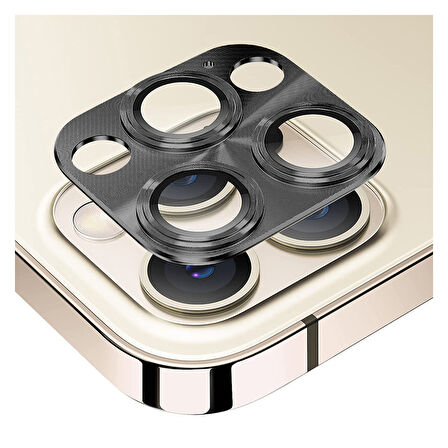iPhone 12 Pro Uyumlu Metalik Seri Kamera Lens Koruyucu (Siyah)