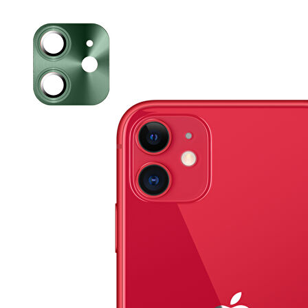 iPhone 12 Uyumlu Metalik Seri Kamera Lens Koruyucu (Yeşil)