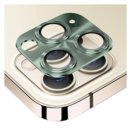 iPhone 11 Pro / 11 Pro Max Uyumlu Metalik Seri Kamera Lens Koruyucu (Yeşil)