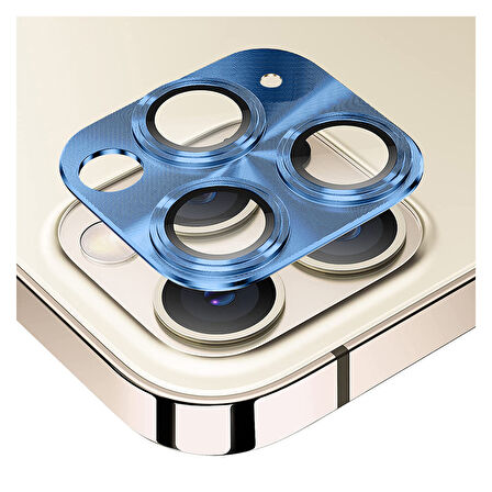 iPhone 11 Pro / 11 Pro Max Uyumlu Metalik Seri Kamera Lens Koruyucu (Mavi)