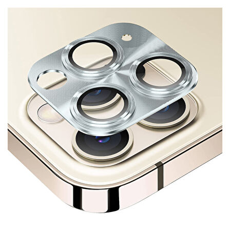 iPhone 11 Pro / 11 Pro Max Uyumlu Metalik Seri Kamera Lens Koruyucu (Gümüş)