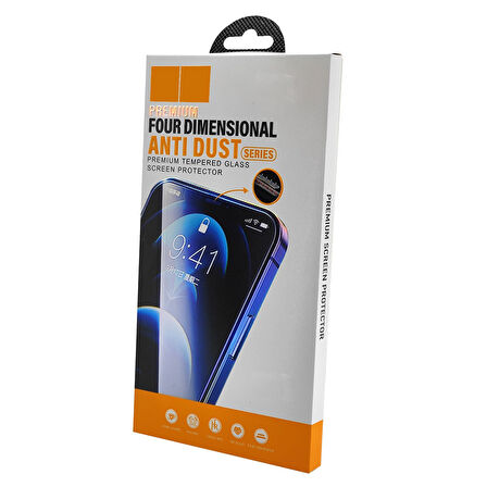 iPhone 12 Mini Uyumlu Toz Filtreli HD Temperli Cam Ekran Koruyucu (Siyah)
