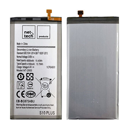 Teknonet Samsung Galaxy S10 Plus Uyumlu Nettech NT-2005 4000 MAh Batarya NT-82553