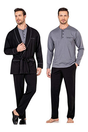 Erkek Robdöşambır Pijama Takım Atlet Boxer Takım Çorap Set