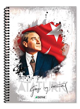 Atatürk Okul Defteri A4 72 yp. PP Kapak Spiralli ÇİZGİLİ