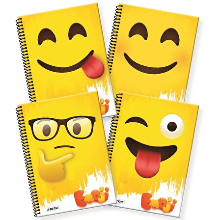 Emoji A4 72 yp. PP Kapak Spiralli Okul Defteri KARELİ