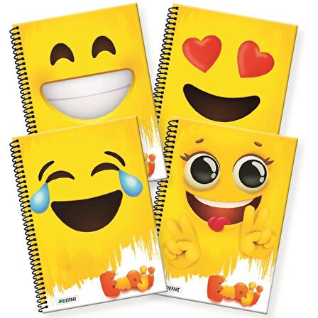 Emoji A4 72 yp. PP Kapak Spiralli Okul Defteri KARELİ