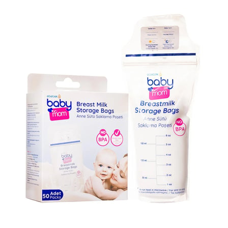 baby mom Anne Sütü Saklama Poşeti Avantajlı Paket 50 Adet
