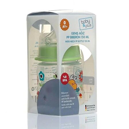 baby plus Desenli Geniş PP Biberon 150 ml