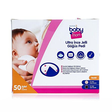 baby mom Renkli Ultra İnce Jelli Göğüs Pedi 50 Adet