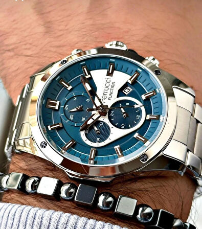 Ferrucci Fonksiyonlu&Takvimli Çelik Erkek Kol Saati+Bileklik Hediye