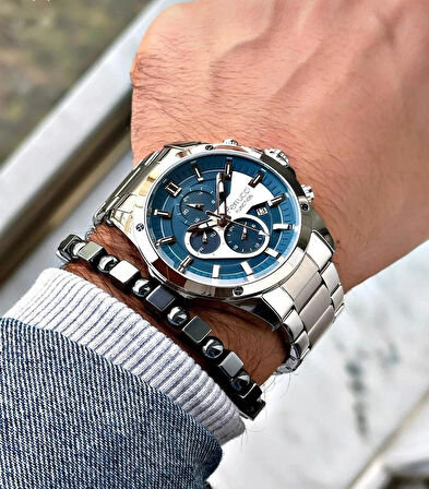 Ferrucci Fonksiyonlu&Takvimli Çelik Erkek Kol Saati+Bileklik Hediye