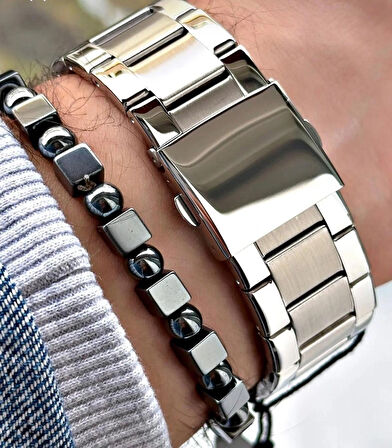 Ferrucci Fonksiyonlu&Takvimli Çelik Erkek Kol Saati+Bileklik Hediye