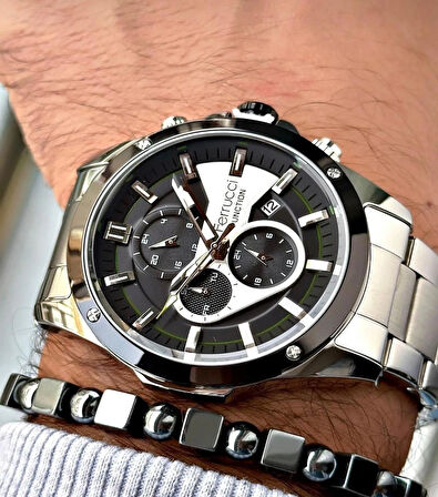 Ferrucci Fonksiyonlu&Takvimli Çelik Erkek Kol Saati+Bileklik Hediye