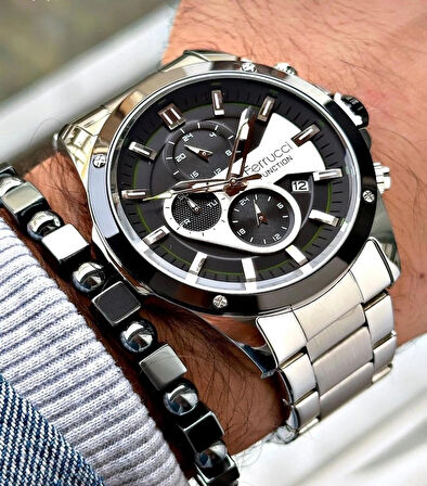 Ferrucci Fonksiyonlu&Takvimli Çelik Erkek Kol Saati+Bileklik Hediye