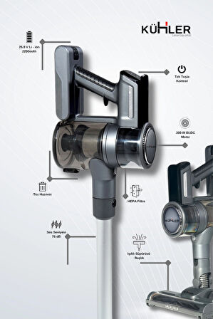 Kraftmax KH-V700 Kablosuz Turbo Fırçalı Dikey Şarjlı Süpürge