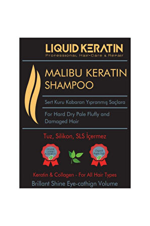 Tuzsuz Sülfatsız Malibu Keratin Şampuanı (1000ML) - Kuru Sert Kabaran Saçlar Için