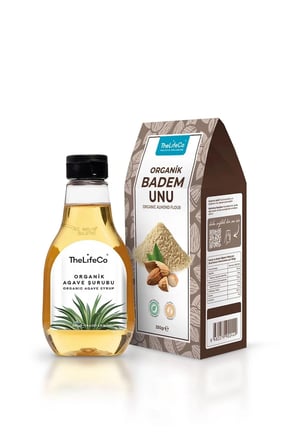 TheLifeCo Organik Badem Unu 250 gr + Organik Agave Şurubu 330 gr