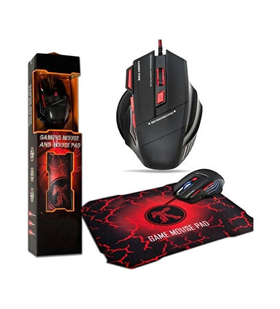 X7 Oyuncu Mouse 3600dpi Kablolu Gaming Gamer Usb Led Işıklı Ledli Oyuncu Mause Pad Mousepad Setli
