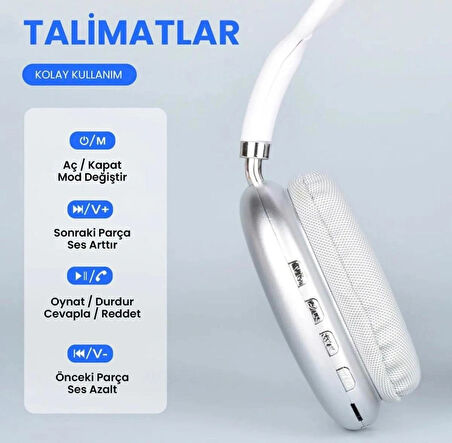 1+1 Kampanyalı, Hi-Fi Ses Kaliteli, Ayarlanabilir Kafa Üstü Bluetooth Kulaklık