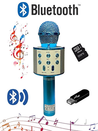Karaoke Mikrofon , Bluetooth Özellikli , TF Kart , Flash Destekli, Çocuk Mikrofonu Karaoke