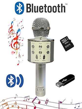 Karaoke Mikrofon , Bluetooth Özellikli , TF Kart , Flash Destekli, Çocuk Mikrofonu Karaoke
