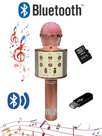 Karaoke Mikrofon , Bluetooth Özellikli , TF Kart , Flash Destekli, Çocuk Mikrofonu Karaoke