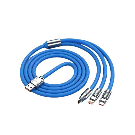 STC-8836 120W 6A Amper Destekli 3-İN-1 Type-c Micro Uyumlu Hızlı Şarj Ve Data Kablo 1MT