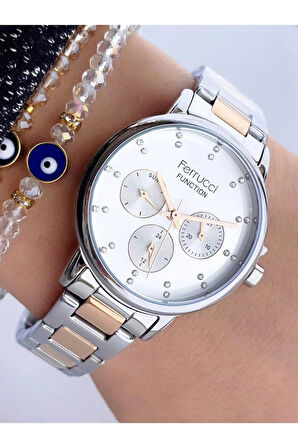 Ferrucci Fonksiyonları Aktif Çelik Kadın Kol Saati+Bileklik