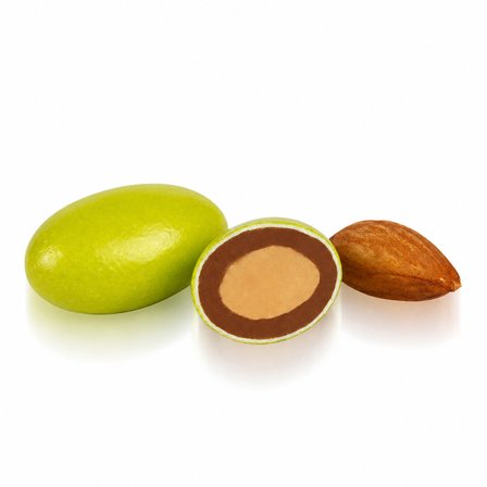 Ovalette Yeşil Renkli Sütlü Çikolatalı Badem Draje 1 kg