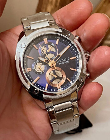 Ferrucci Gümüş Renk Fonksiyonları Aktif Çelik Erkek Kol Saat+Bileklik