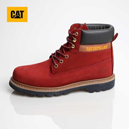 Caterpillar Colorado Bordeaux Yuvarlak Burun Orta Topuk Bağcıklı Soğuk Havaya Dayanıklı Günlük Bordo Klasik Bot Nubuk