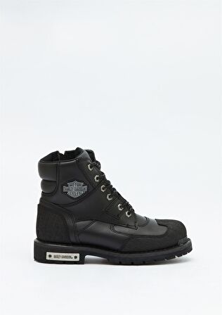 Zak Yuvarlak Burun Orta Topuk Bağcıklı Soğuk Havaya Dayanıklı Günlük Siyah Klasik Bot Deri