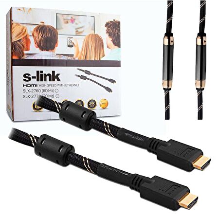 S-LINK SLX-2760 1.4V ÇİPSETLİ+ÇİFT FİLTRELİ 60 METRE HDMI KABLO