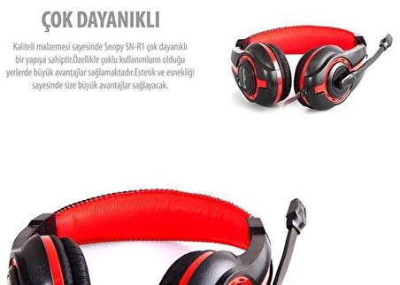 Snopy Sn-R1 Mikrofonlu Stereo Oyuncu Kulak Üstü Kablolu Kulaklık