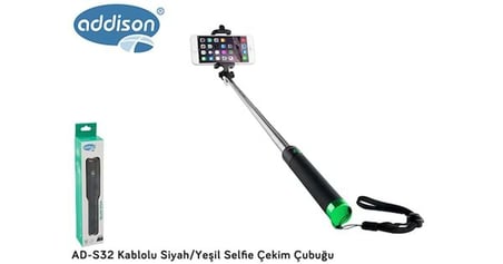 Addison AD-S32 Kablolu Siyah/Yeşil Selfie Çekim Çubuğu