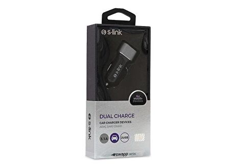 S-Link Swapp SW-AHC36M 2xUSB 3.1A Metal Araç Şarj Cihazı