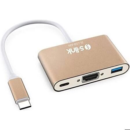 S-link SL-USB-C68 Type-C to HDMI+usb3.0+pd Kablo