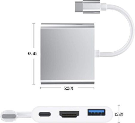S-link SL-USB-C68 Type-C to HDMI+usb3.0+pd Kablo