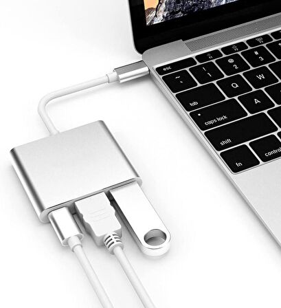 S-link SL-USB-C68 Type-C to HDMI+usb3.0+pd Kablo