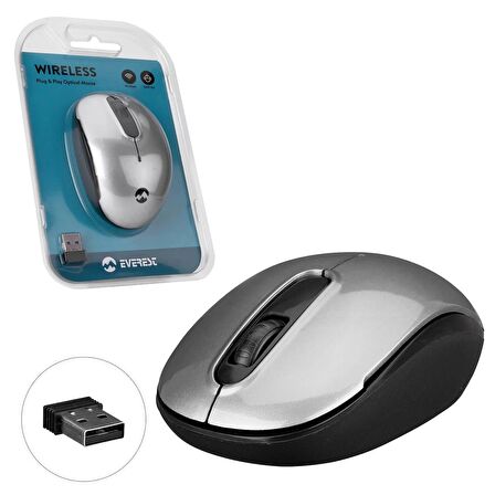 KABLOSUZ MOUSE 2.4GHZ 1500DPI SILVER EVEREST SMW-666