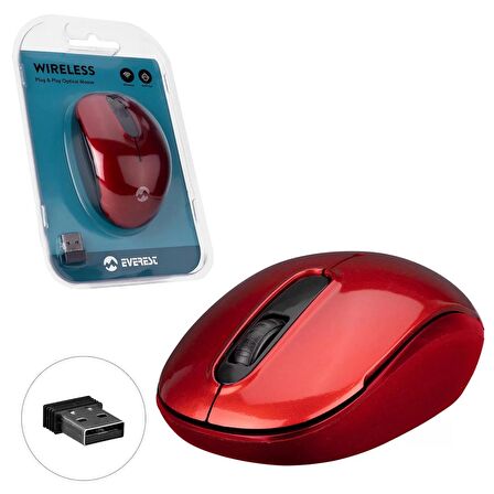 KABLOSUZ MOUSE 2.4GHZ 1500DPI KIRMIZI EVEREST SMW-666