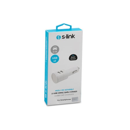 S-Link Ip-818 2.1A 2xUsb Beyaz Araç Şarjı